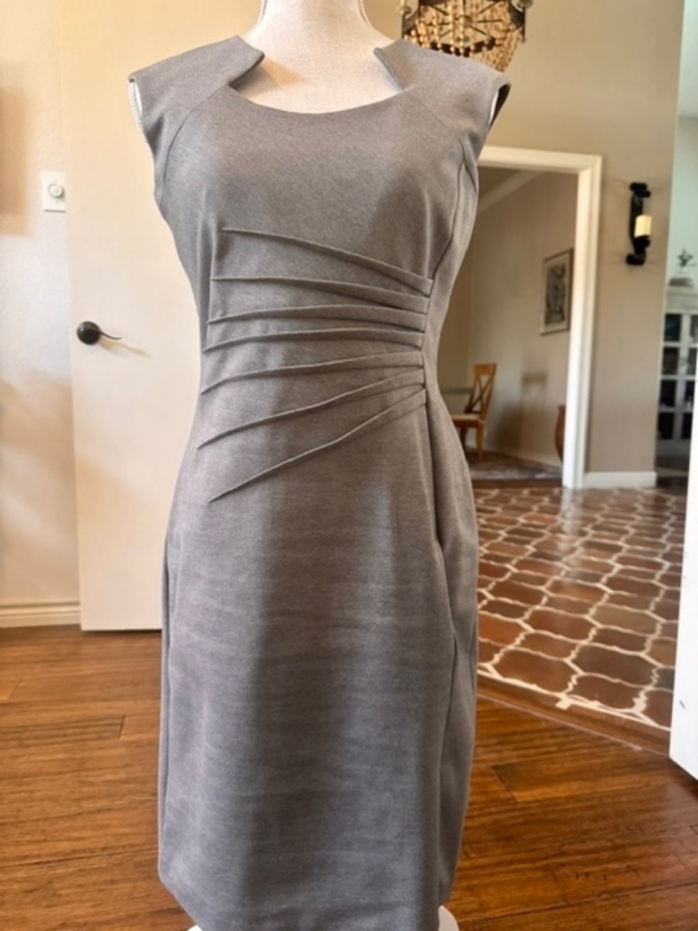 Calvin Klein Gray Ruched/Pleated Sheath Dress - Size 4 - NWOT